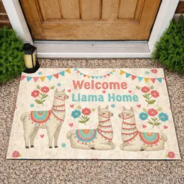Welcome Llama Home Llamas Floral Hearts - Home Decor Gift for Llama Lover Doormat