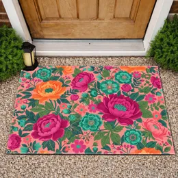 Lush Blooming Peony Garden Rosette Blossoms Berries - Home Decor Gift Doormat