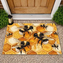 Bumblebees Honeycomb Honey Pollen Hexagonal Cells - Bee Lover Home Decor Gift Doormat
