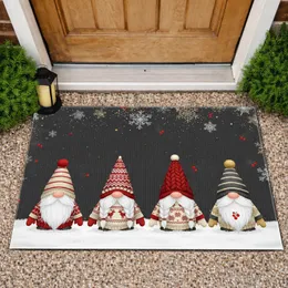 Festive Winter Gnomes Snowflakes Berries - Christmas Holiday Home Decor Gift Doormat
