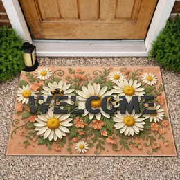 Welcome Bumblebee Daisy Floral - Entryway Home Decor Doormat