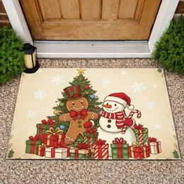 Gingerbread Man Snowman Christmas Tree Gifts - Christmas Holiday Home Decor Doormat