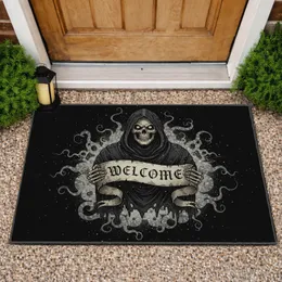 Gothic Skeleton Welcome Banner - Home Decor Gift for Gothic Enthusiast Doormat