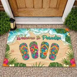 Tropical Flip Flops Welcome to Paradise Beach Home Decor Gift Doormat