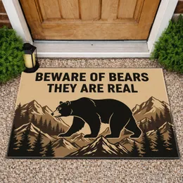 Beware of Bears Black Bear Mountain Pine Trees - Wildlife Lover Home Decor Gift Doormat