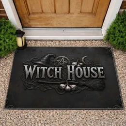 'WITCH HOUSE' Sign Witch Hat Broom Pentagram Moon - Gothic Home Decor Gift Doormat
