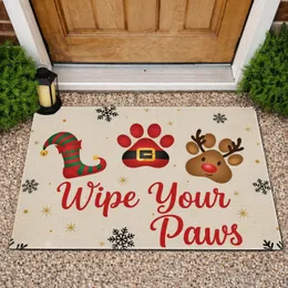 Elf Santa Reindeer Paw Prints Wipe Your Paws - Christmas Holiday Decor Doormat