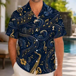 Midnight Jazz Musical Notes And Brass Instruments For Resort Nights And Music Lovers Hawaiian Shirt