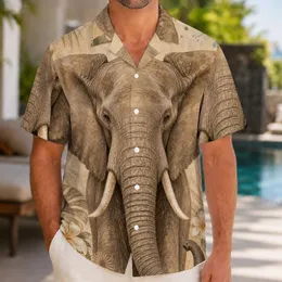 African Elephant Tropical Palm Resort Beach Vacation Gift for Safari Wildlife Lovers Hawaiian Shirt