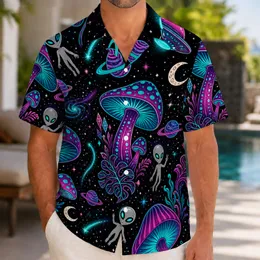 Psychedelic Alien Mushroom Cosmic Tropics For Festivals, Beach Trips And Nightlife Hawaiian Shirt