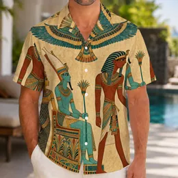 Ancient Egyptian Pharaoh Deity Falcon Beach Vacation Resort Wear For History Lovers Hawaiian Shirt