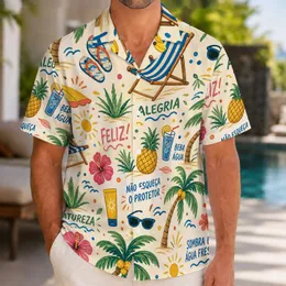 Brazilian Beach Doodles With Palms, Hibiscus And Umbrellas For Tropical Resort Getaways Hawaiian Shirt