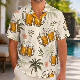 Clinking Beer Steins And Palm Fronds For Beach Vacations And Tropical Party Lovers Hawaiian Shirt