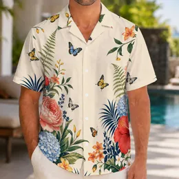 Tropical Rose Hibiscus Butterfly Botanical Garden For Resort Travel And Beach Vacations Hawaiian Shirt