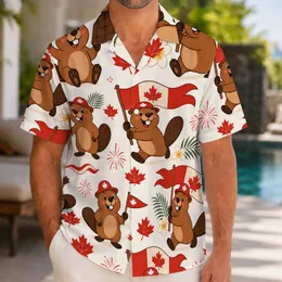 Cartoon Beaver Maple Leaf Canada Day Celebration Patriotic Gift For Men And Women Hawaiian Shirt