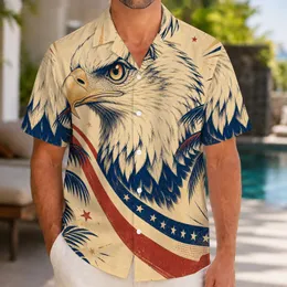 Vintage Bald Eagle Patriotic Tropical 250th Anniversary Resort Wear USA Gift For Men Hawaiian Shirt