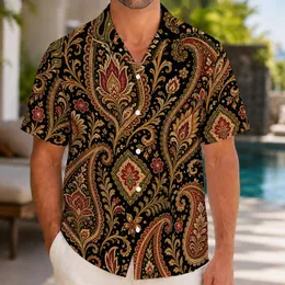 Vintage Paisley Botanical Motifs For Resort Travel And Big Tall Relaxed Outfits Hawaiian Shirt