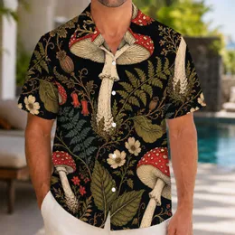Scarlet Amanita Mushrooms And Ferns For Cottagecore Garden Adventures And Nature Lovers Hawaiian Shirt