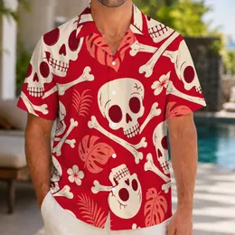 Vintage Skull And Crossbones Aloha Style For Beach Parties And Rock Music Outfits Hawaiian Shirt