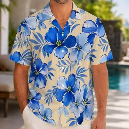Blue Tropical Floral Aloha Style For Beach Vacations And Relaxed Resort Wear For Men Hawaiian Shirt