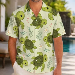 Baby Sea Turtles And Plumeria For Tropical Summer Beach Vacation Resort Wear For Men Hawaiian Shirt