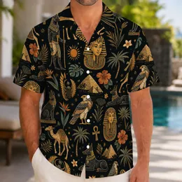 Egyptian Pharaoh Cats Camels And Scarabs For Tropical Resort Travel And Vacation Wear Hawaiian Shirt