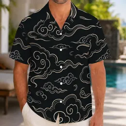 Minimalist Japanese Cloud Motifs for Resort Travel, Beach Parties and Summer Nights Hawaiian Shirt