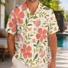 Coral Pink Floral Botanicals For Beach Vacations, Resort Wear And Summer Getaways Hawaiian Shirt