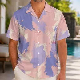 Abstract Blush Lavender Paint Splatter Resort Summer Vacation Party Wear for Men and Women Hawaiian Shirt