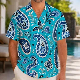 Blue And White Paisley Resort Style For Summer Beach Travel And Casual Weekend Wear Hawaiian Shirt