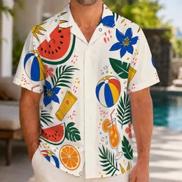 Tropical Watermelon Citrus Beach Ball Motif For Summer Parties And Resort Getaways Hawaiian Shirt