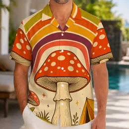 Retro Mushroom Rainbow Campsite Getaway Style For Campers And Outdoor Nature Lovers Hawaiian Shirt