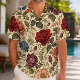 Vintage Botanical Roses Peonies And Blue Hydrangeas For Summer Resort Garden Events Hawaiian Shirt