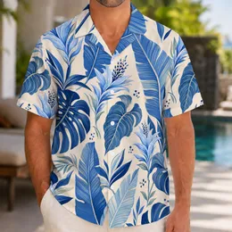 Blue Monstera Banana Leaves for Resort Vacations, Cruise Travel and Beach Getaways Hawaiian Shirt