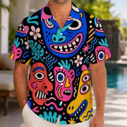 Abstract Pop Graffiti Bold Faces For Tropical Vacations And 1980s Streetwear Fans Hawaiian Shirt