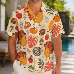 Thanksgiving Turkeys Pumpkins And Monstera Leaves For Fall Parties And Beach Vacations Hawaiian Shirt