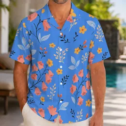 Coral Bell Flowers And Blue Meadow Florals For Beach Vacation Travel And Resort Days Hawaiian Shirt