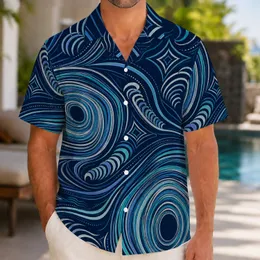 Abstract Ocean Whirlpool Linework For Beach Resort Travel And Coastal Style Lovers Hawaiian Shirt
