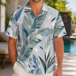 Tropical Banana Leaf Button Up for Resort Travel and Casual Men's Vacation Style Hawaiian Shirt