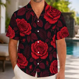 Crimson Rose Botanical Garden Romance For Valentine Date Nights And Gothic Flower Lovers Hawaiian Shirt