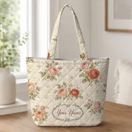 Vintage Tea Rose Garden Florals For Travel, Work, Romantic Outings, And Daily Carry Quilted Tote Bag