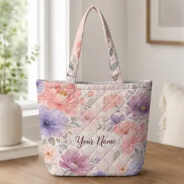 Watercolor Peony And Anemone Florals For Everyday Travel, Shopping And Garden Lovers Quilted Tote Bag