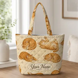 Orange Tabby Cat Lounge Motifs For Cozy Everyday Errands And Thoughtful Cat Lover Gifts Quilted Tote Bag