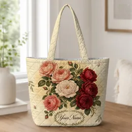 Vintage Rose Garden Bouquet Gift For Weddings, Birthdays, And Everyday Carry For Her Quilted Tote Bag