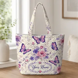 Boho Butterfly Florals For Daily Errands, Weekend Travel And Nature Loving Women Quilted Tote Bag