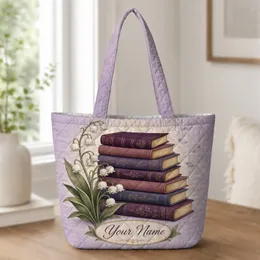 Vintage Lily Of The Valley Books Spring Library Gift For Book Lovers And Garden Readers Quilted Tote Bag