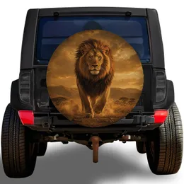 Majestic African Lion At Golden Dusk For Safari Adventure Travel SUV And Jeep Drivers Spare Tire Cover
