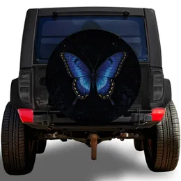 Blue And Golden Swallowtail Butterfly With Stars For Night Sky Adventure Travel Lovers Spare Tire Cover