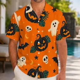 Vintage Halloween Pumpkins Bats and Ghosts for Tropical Parties and Spooky Getaways Hawaiian Shirt