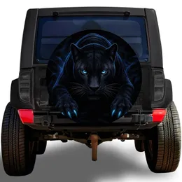Black Panther Night Jungle Art For Off Road Adventure SUV And Jeep Trail Drivers Spare Tire Cover